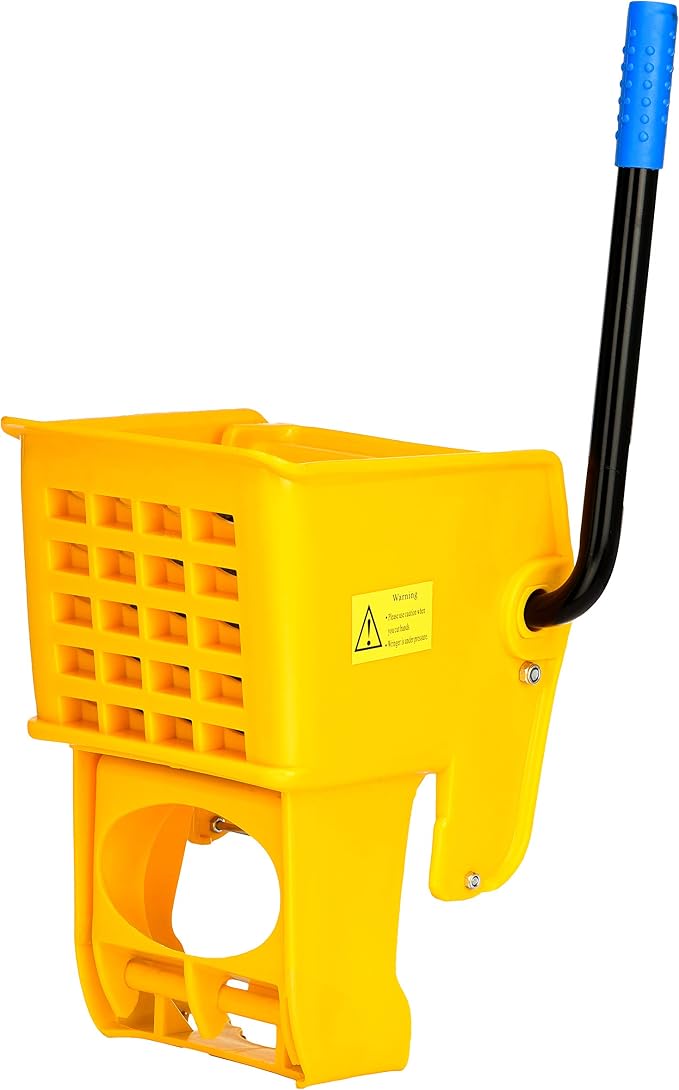 Alpine Mop Bucket & Side Wringer Combo - Heavy Duty & Commercial Janitorial Cart w/Spring Wringer on Wheels for Home & Industrial Cleaning - Commercial Mop Bucket for Business, Yellow