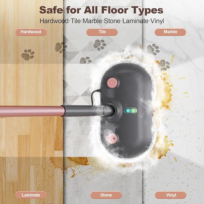 Scrubbing Steam Mop with Rotating Pads,All-in-One Spin Steam Cleaner for Floor Cleaning,Large Tank,23FT Cord, LED Headlights,Reusable Pads & Self-Standing,Safe for Hard Floor/Laminate/Marble