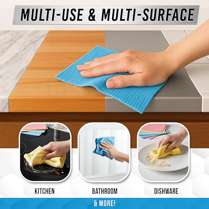 ACTIVE Keurig Compatible Cleaning Pods and Swedish Sponge Cloths - Includes 12ct K-Cup Compatible Cleaner Pods and 12pk Swedish Dishcloths