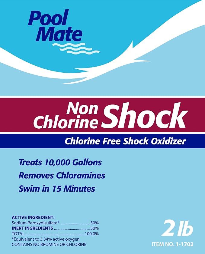 Pool Mate 2-Pounds Non-Chlorine Shock, Chlorine-Free Shock Oxidizer for Pools, Made in USA