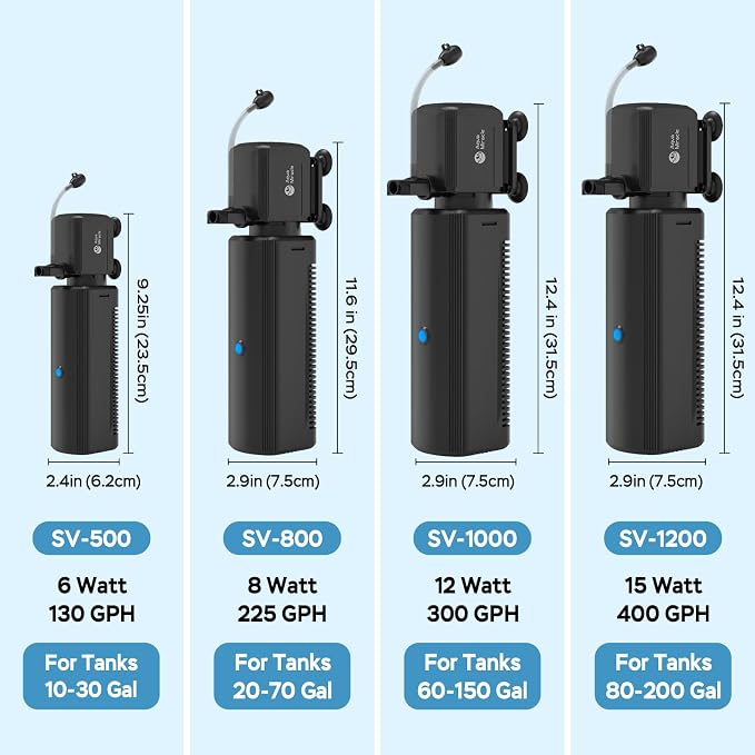 AquaMiracle Fish Tank Filter with Timer & Filter Sponge, 300GPH U - V Aquarium Filter with Aeration & Rainfall Modes, Effective Turtle Filter for Green Water Control (60-150 Gal Tank)