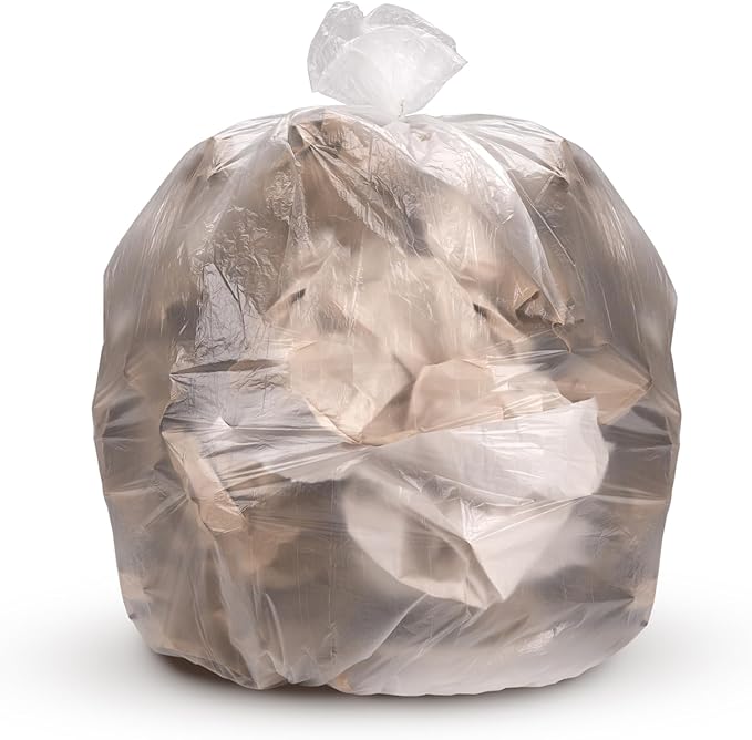 Inteplast 20-30 Gal, Trash Can Liners - 10 Mic Thickness, Natural Color - 500 Bags