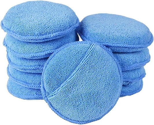 5 Inch Microfiber Wax Applicator Pad, Round Foam Sponges for Vehicle Detailing Motorcycle Daily Care(Blue 10pcs)
