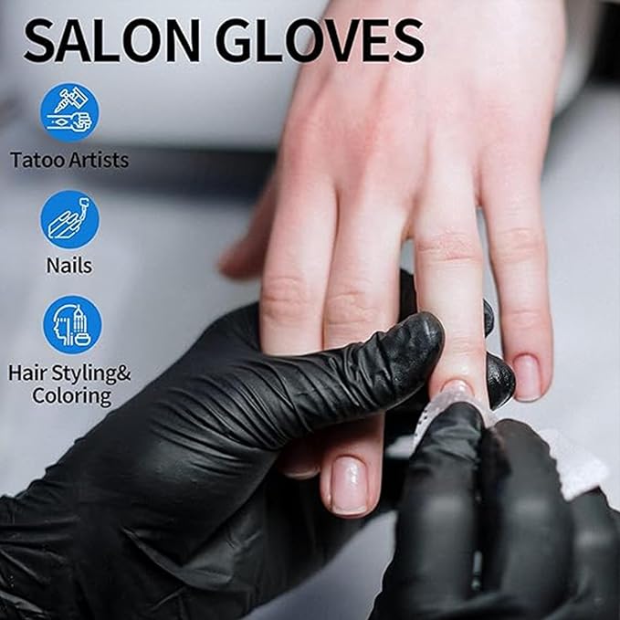Jointown 5.5 Mil Nitrile Exam Gloves, Medical Black Gloves Disposable Latex Free Medium Powder-Free For Exam, Mechanic