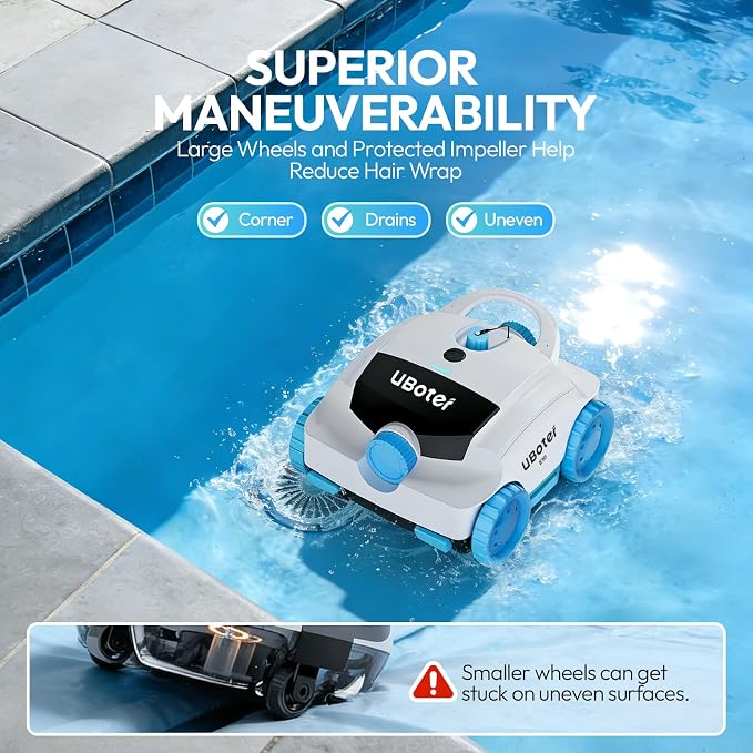 E10 Pool Vacuum,Cordless Robotic Pool Cleaner, Dual-Layer Filtration,Large Wheel for Flexible Movement, Enhanced Edge & Corner Cleaning,120-Min for Above-Ground & Flat-Bottom Pools to 860 Sq.Ft