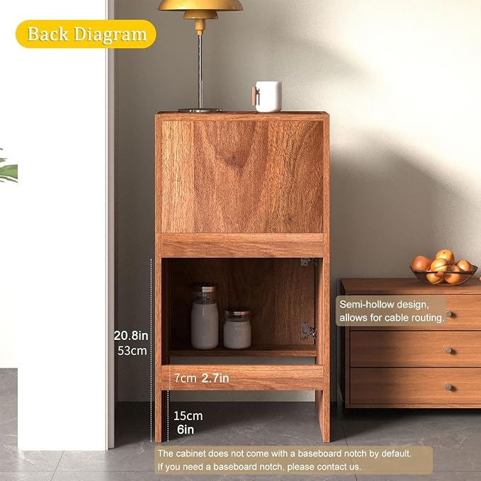 Robot Vacuum Stand Cabinet,Storage Cabinet with Doors and Drawers for Robot Vacuum Cleaner,Wood Bathroom Cabinet,Side Table for Living Room, Home Office(Brown,H65cm/25.6in)