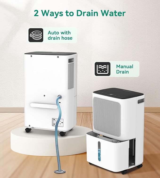 VEAGASO 34 Pint/D Dehumidifier for Basement with Drain Hose, 2500 Sq.Ft Dehumidifiers for Home, Bathroom, Bedroom - 3 Modes, 24H Time, 40dB, 0.53 Gallon Water Tank, Intelligent Humidity Control