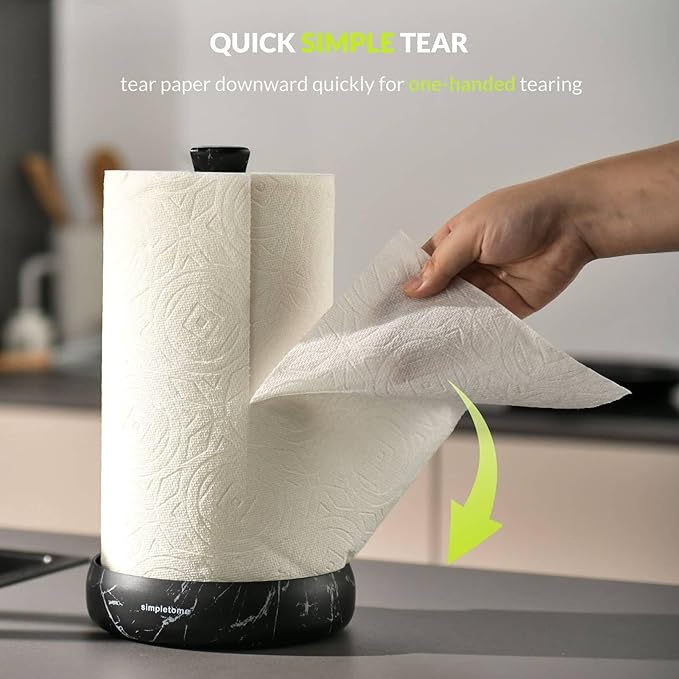 simpletome Heavy Duty Paper Towel Holder Countertop Prevent Kitchen Paper from Unraveling (Marble Black)