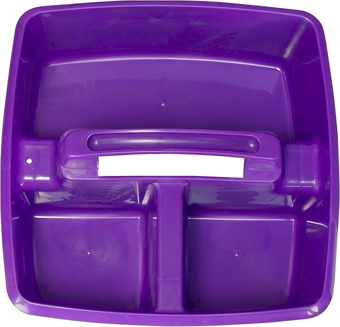 Storex 3-Compartment Small Caddy – Multipurpose Classroom Organizer with Handle, Purple, 5-Pack (00944U06C)