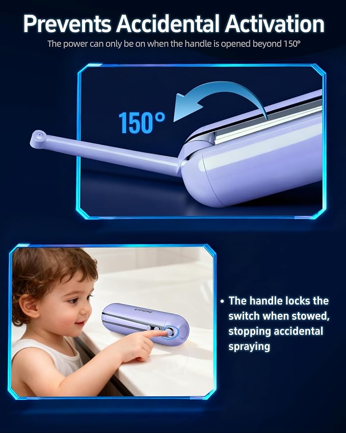Electric Portable Bidet for Travel, Rechargeable USB-C Handheld High Pressure Sprayer, Camping 6.8oz Smart Foldable Water Storage, 2000mAh Battery Long Life, Personal Cleaner for Men & Women (Purple)