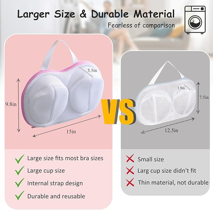 4 Pack Large Bra Washer Laundry Bags for Washing Machine, Lingerie Bag for Washing Delicates Underwear Brassiere, Bra Washer Protector for Laundry (Large-Pink 4 pack)