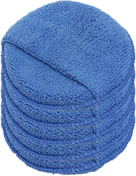Compatible for 2/5/10Pcs 5-inches Microfiber Wax Applicator Pad Ultra Soft Car Polishing Sponge with Finger Pocket(Blue 5Pcs)