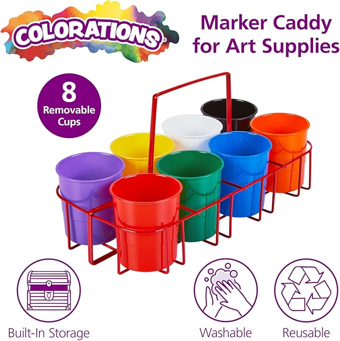 Colorations Marker Caddy & Stand, Art Supplies, Wire Marker Organizer, Portable Organzier, Holds Crayons, Pencils, Paint Brushes, Collage Items, Scrapbook Supplies, Art Caddy