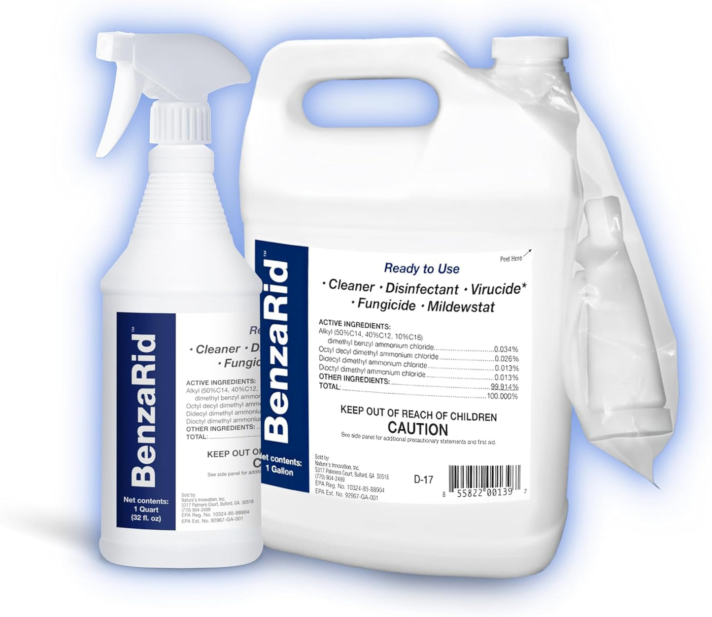 Pro Mold Killer Fungicide Disinfectant including Aspergillus Niger (Black Mold) H5N1 Pack | Multi-Purpose Fungicide, Mildewstat, Disinfectant, Virucide | EPA Reg. 1 Gal + 32 oz.