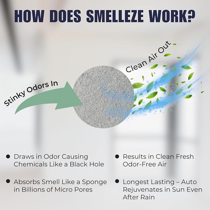 SMELLEZE Ultimate Odor Removal Bundle – 2 lb. Granules + 1 Reusable Pouch | Eliminates Tough Smells | Safe, Natural & Long-Lasting Indoor & Outdoor Odor Control