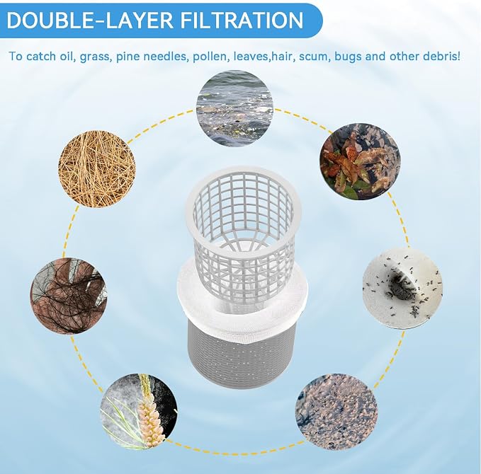 Surface Float Skimmer,2025 Upgrade,No Installation Required, no Adjustable Bracket Required,Comes with 50 Filter Socks, Perfect for Women ((((Turquoise))))