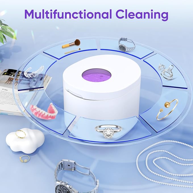 Ultrasonic Retainer Cleaner Machine, 45kHz Retainer Cleaner Machine for Denture Cleaner, 200ML Cleaner Ultrasonic Cleaner for Mouth Guard Cleaner,Night guard, Braces,Rings, Necklaces,White