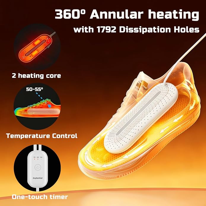 Electric Boot Dryer, Shoe Warmer with IC Controller, Footwear Travel Dryers Silent with 3/6/9 Hours Timer