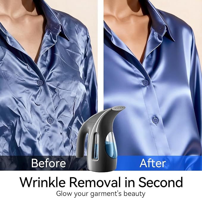HiLIFE Steamer for Clothes, Portable Handheld Design, 240ml Big Capacity, 700W, Strong Penetrating Steam, Removes Wrinkle, for Home, Office(ONLY FOR 120V) (Ink Black)