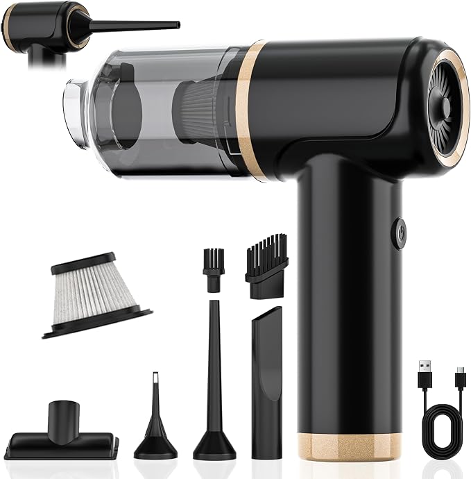 Cozylady Cordless Car Vacuum Cleaner, 30000PA Brushless Handheld Vacuum, 6-in-1 Rechargeable & Portable Handheld Vacuum Cleaner for Auto Interior, Pet Hair, Home, Office, Kitchen