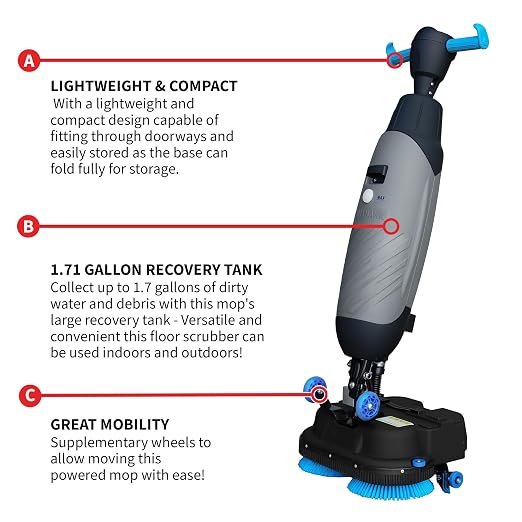 Electric Floor Scrubber Cleaner with 18” Power Mop Brushes Cordless 36V Battery Powered