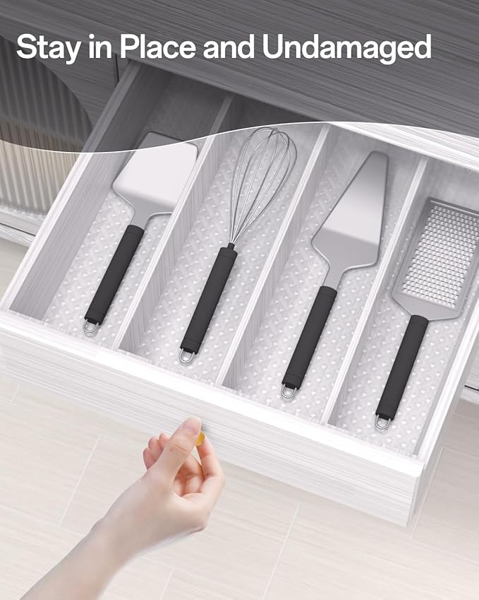 Shelf and Drawer Liner for Kitchen Cabinet, Non-Adhesive 24in x 120in Waterproof Contact Paper Refrigerator Liners Thickened Durable EVA Material Non Slip Mat for Dresser Cupboard Pantry Protector