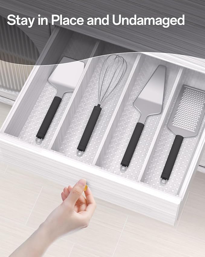 Shelf and Drawer Liner for Kitchen Cabinet, Non-Adhesive 12in x 360in Waterproof Contact Paper Refrigerator Liners Thickened Durable EVA Material Non Slip Mat for Dresser Cupboard Pantry Protector