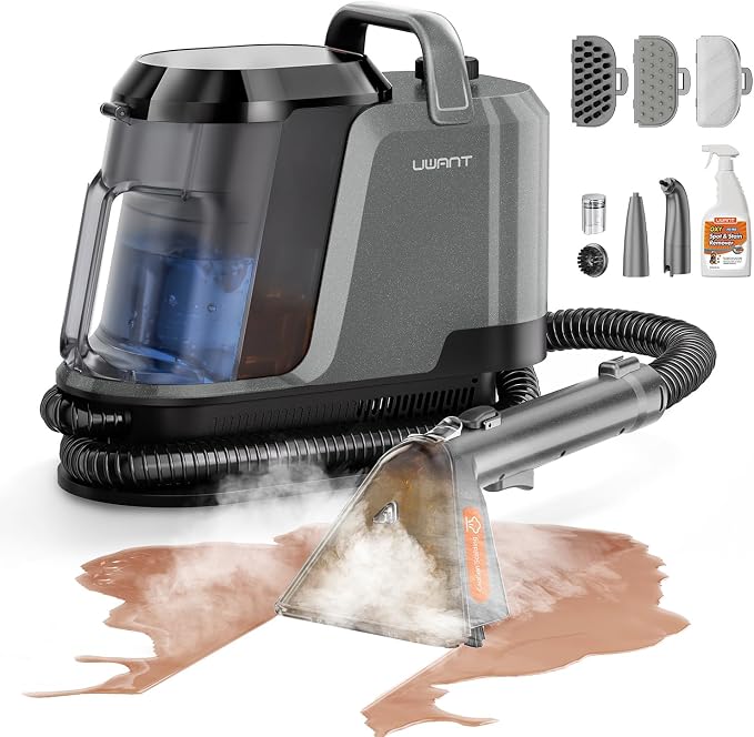 Uwant Carpet Cleaner Machine with Steam&Hot&Cold Water System 18Kpa Powerful Suction Upholstery Cleaner Machine with Pet Pro Cleaner for Pets, Carpet Steam Cleaner Set of 1