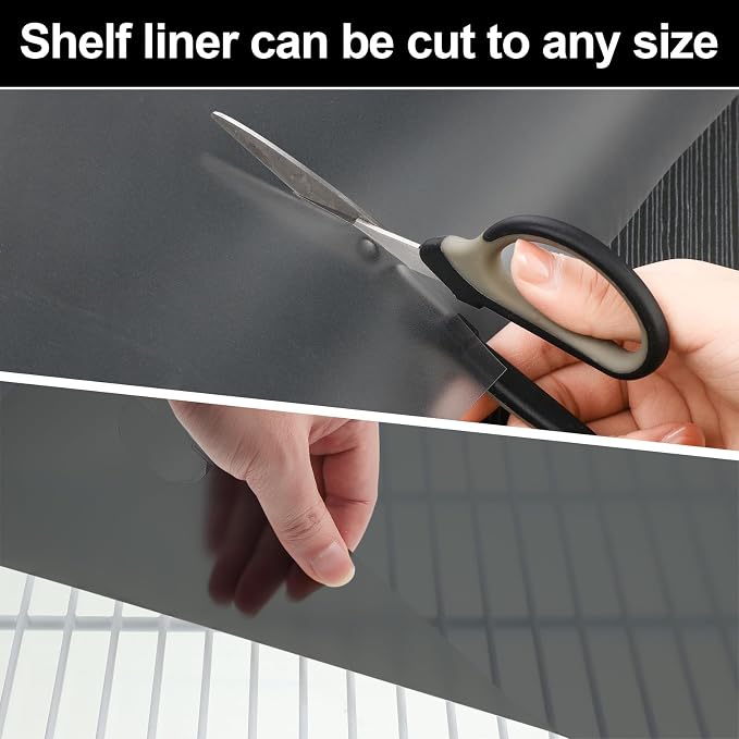 Barydat 8 Pcs Frosted Plastic Shelf Liner Waterproof Non Adhesive Shelf Mats for Wire Shelves Strength Wire Shelving Cover for Kitchen Shelving Unit Pantry Cabinet Storage (Dark Gray,12 x 48 Inch)