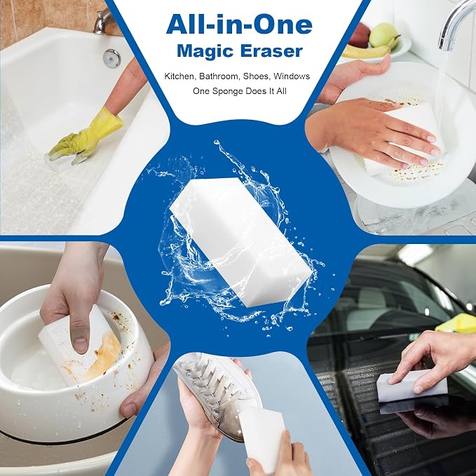 21-Pack Extra-Thick Melamine Sponges – 3.94" × 2.76" × 1.18" Durable Kitchen & Bathroom Cleaning Pads – Powerful, Non-Scratch, Water-Activated Magic Sponge
