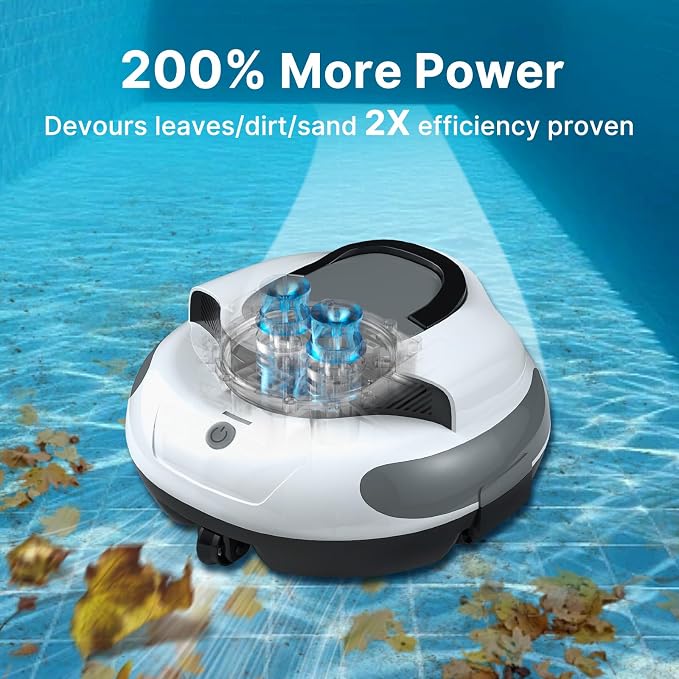 Cordless Automatic Pool Cleaner, Dual High-Suction 35W Motors, 120 Minutes Runtime, Auto Parking for 40ft in/Above-Ground Pools 2026