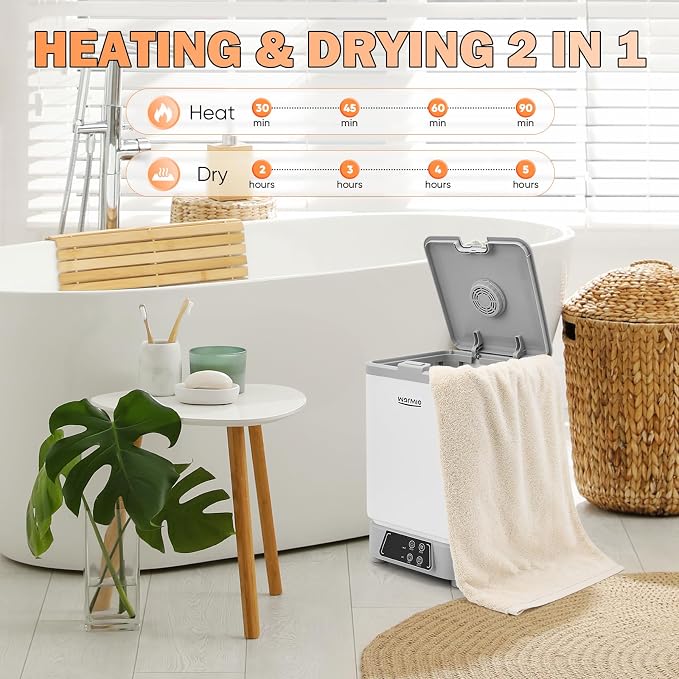 30L Towel Warmer,Large Luxury Towel Warmers, Hot Towel Warmer with Dryer, Adjustable Heating Time Setting, Fragrance Disc,12h Delay Time,Towel Warmers for Bathroom,Spa Home (White-Grey)