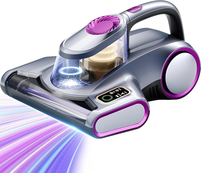 ezly Mattress Vacuum Cleaner with 18KPa Strong Suction, Mattress Cleaner for Bed, Sofa & Couch, HEPA Filter, UV-C Light, 48,000 RPM Deep Tapping, 140°F Heat Drying, Corded
