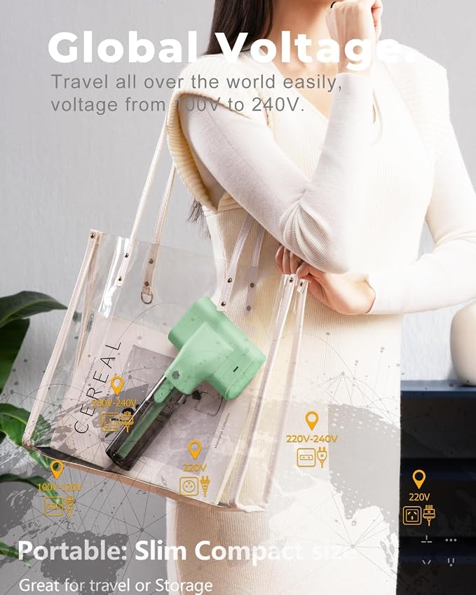 Nxuoo G10 Pro Travel Steamer for Clothes, 110-240V Portable Garment Steamer & Iron 2-in-1, 2 Steam Modes for All Fabrics Wrinkle Remover, 15s Fast Heat Up 1200W Steam for Global and Europe