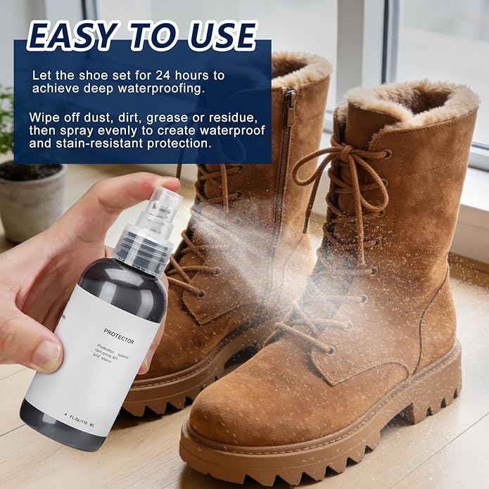 Suede Shoe Cleaner Kit with Waterproof Protector Spray, Premium Suede Brush and Eraser