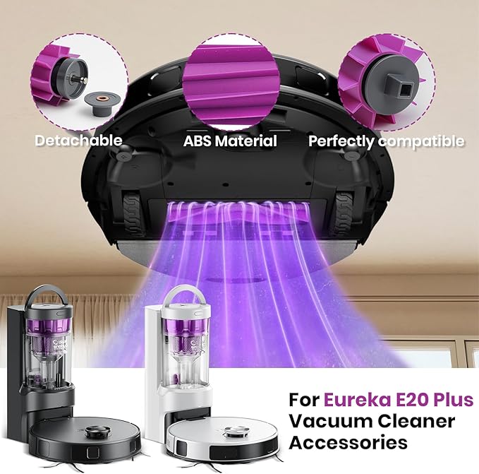 E20 Plus Replacement Parts for Eureka E20 Plus Robotic Vacuum Cleaner Parts with 2 Roller Brush, 4 HEAP, 6 Mops, 8 Side Brushes,1 Screwdriver, 1 Clean Brush