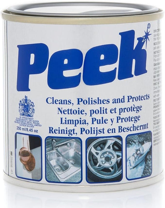 Tri-Peek Peek Polish, Multipurpose Metal Cleaner, Polish and Protect All Metals & Fibreglass, Aluminum, and Chrome Metal Polisher, Silverware, Glass & Acrylics Cleaner, 250ml (9.83 oz) Canister