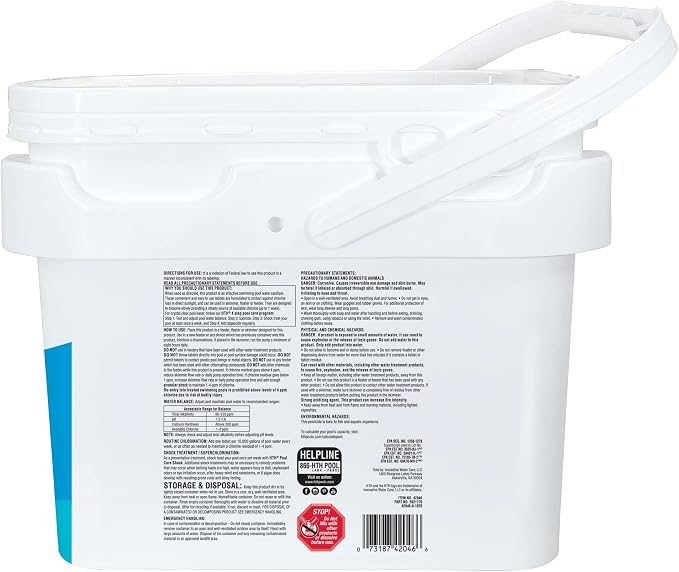 HTH 42046 Swimming Pool Care 3" Chlorine Tabs, Swimming Pool Chlorinating Sanitizer, 25lb