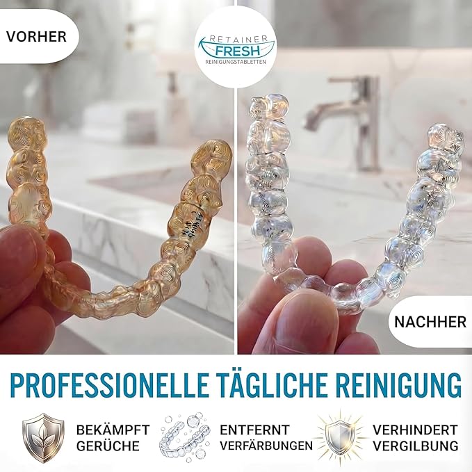 Retainer Fresh Retainer Cleaner Tablets - Denture Cleaner, Retainer Cleaning Tablets, Mouth Guard Cleaner, Aligner Cleaner, Brite Retainer Tablets 36 Tablets 1 Month