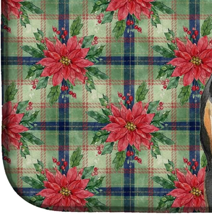 Caroline's Treasures Manchester Terrier Christmas PoinsettIas Dish Drying Mat Absorbent Dish Drying Mat Pad for Kitchen Counter Dish Drainer Mat for Countertop, 14 x 21", Multicolor