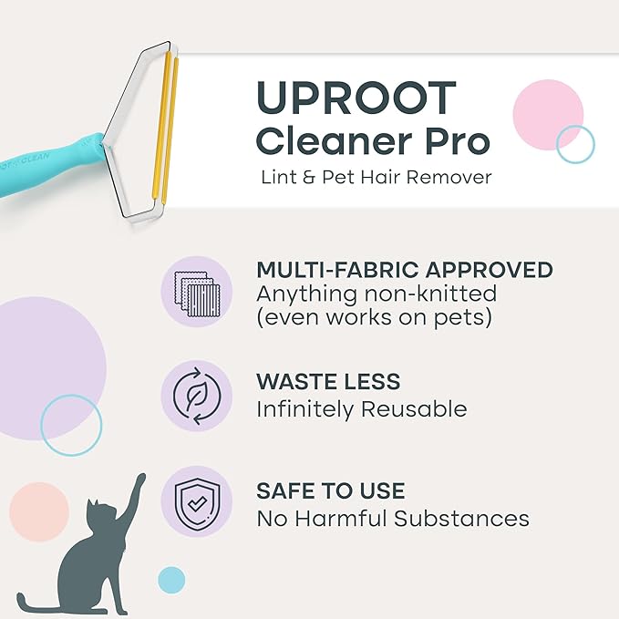 Uproot Cleaner Pro Pet Hair Remover & Washing Machine Cleaner Tablets Pro Set: The Original Reusable Handheld Pro Meets Our Washer Machine Cleaning Tablets for Pet Owners - Tidy Furniture Laundry