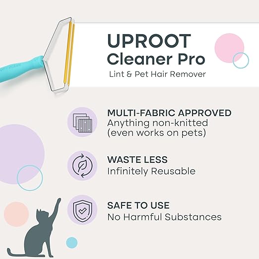 Uproot Cleaner Pro Pet Hair Remover + Clean Glove Wipes Pro (6 Pack) Set: The Ultimate Pet Hair Removal Tool for Non-Knit Surfaces & Extra-Thick Dog & Cat Wipes for Paws, Eyes, Ears, Butt & Body