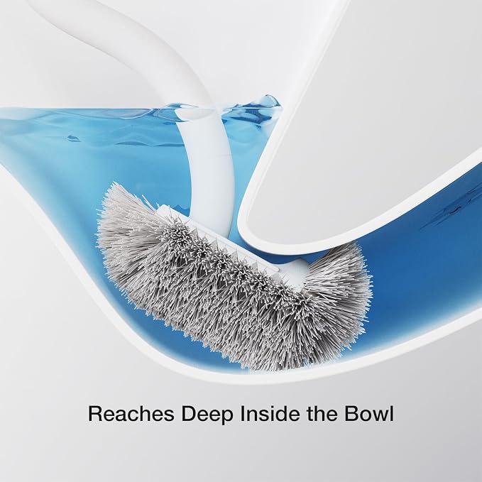 Toilet Cleaner Brush, Diveotree Toilet Brush and Holder for Dead Corner Cleaning, Wall Mounted Toilet Bowl Brush for Bathroom Decor, Toilet Scrubber Brush for Home/Hotel (White, Round-1pack)