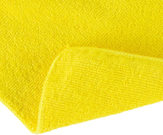 Restaurantware Clean Tek Professional 16 x 16 Inch Cleaning Cloths 100 Lint Free Microfiber Towels - Highly Absorbent Non Abrasive Yellow Microfiber Cleaning Rags Reusable For All Purpose Use