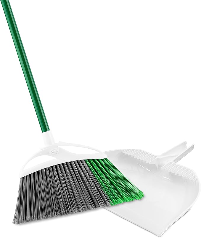 Libman XL Indoor/Outdoor Angle Broom with Clean Fibers Dustpan