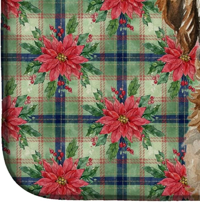 Caroline's Treasures Lagotto Romagnolo Christmas PoinsettIas Dish Drying Mat Absorbent Dish Drying Mat Pad for Kitchen Counter Dish Drainer Mat for Countertop, 14 x 21", Multicolor