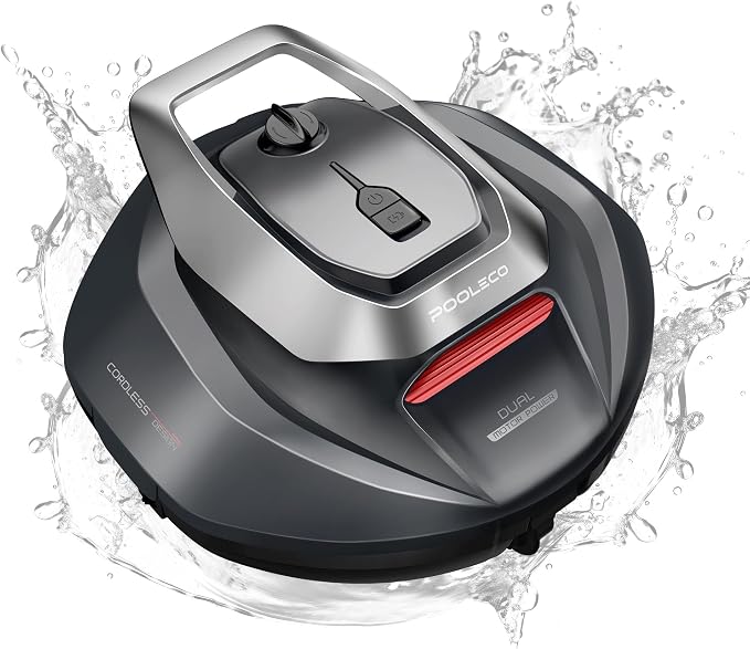 Ultenic Cordless Robotic Pool Cleaner with Dual-Motor Suction, Pool Vacuum for Above & In-Ground Pool up to 850 Sq.ft., 90 Mins Long Runtime, Fast Charging, Self-Parking＆2.5L Large Filter Baskert, Red