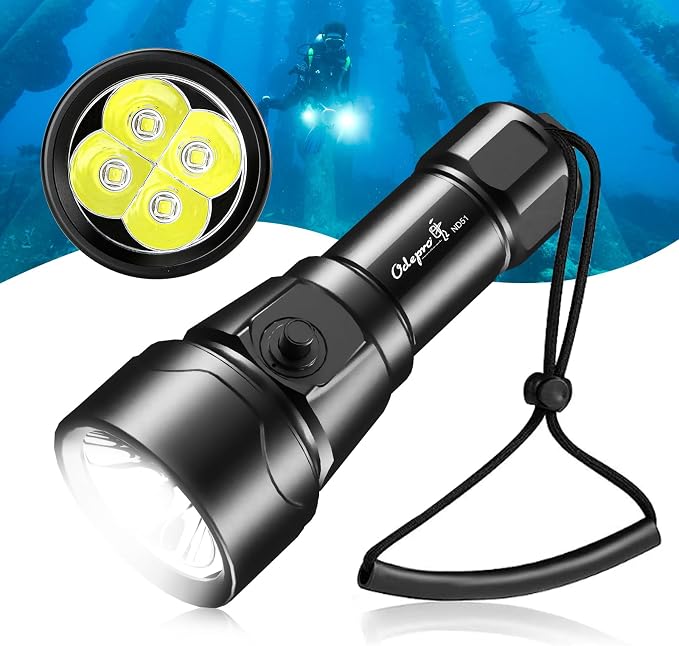 ND51 2500 Lumens Super Bright Dive Light with 4 Modes, Scuba Diving Torch with Button, IP68 Waterproof Professional Submersible Flashlight for Underwater Exploration