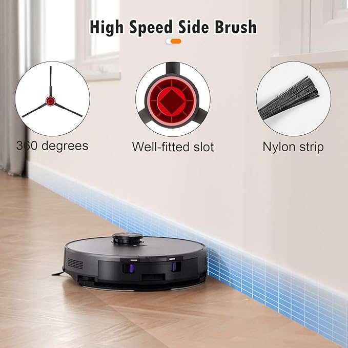 19 Packs Replacement Parts for Eureka E10s Robot Vacuum Cleaner, 2 Main Roller Brushes, 8 Side Brushes, 4 Hepa Filters, 4 Mop Pads, 1 Cleaning Brush Accessories Kit