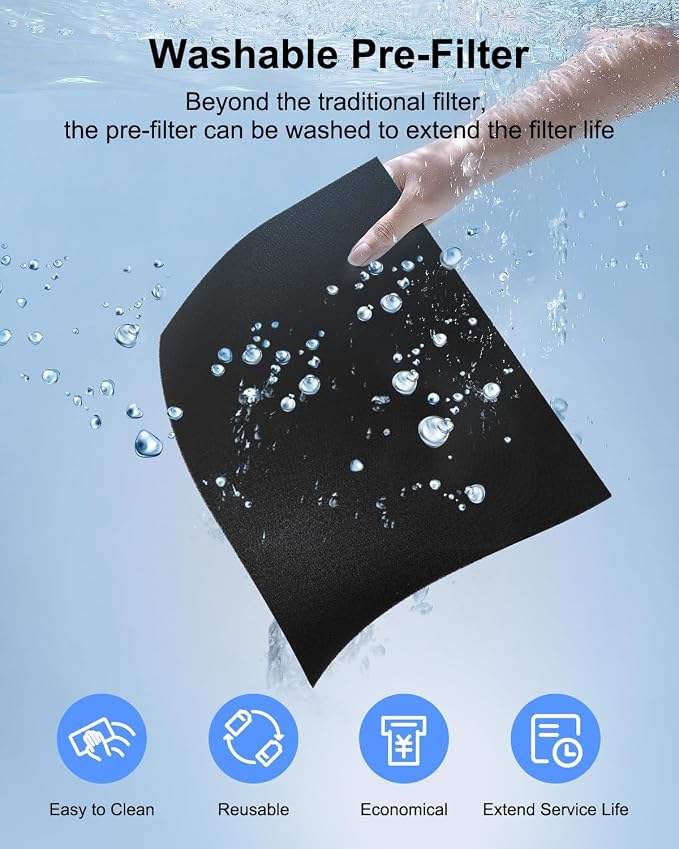 Air Purifier for Home Large Room 2200 Ft² KJ190H Grey with Filter Replacement, MOOKA H13 True HEPA Air Purifiers Cleaner for Pets, Washable Filters, Auto Mode